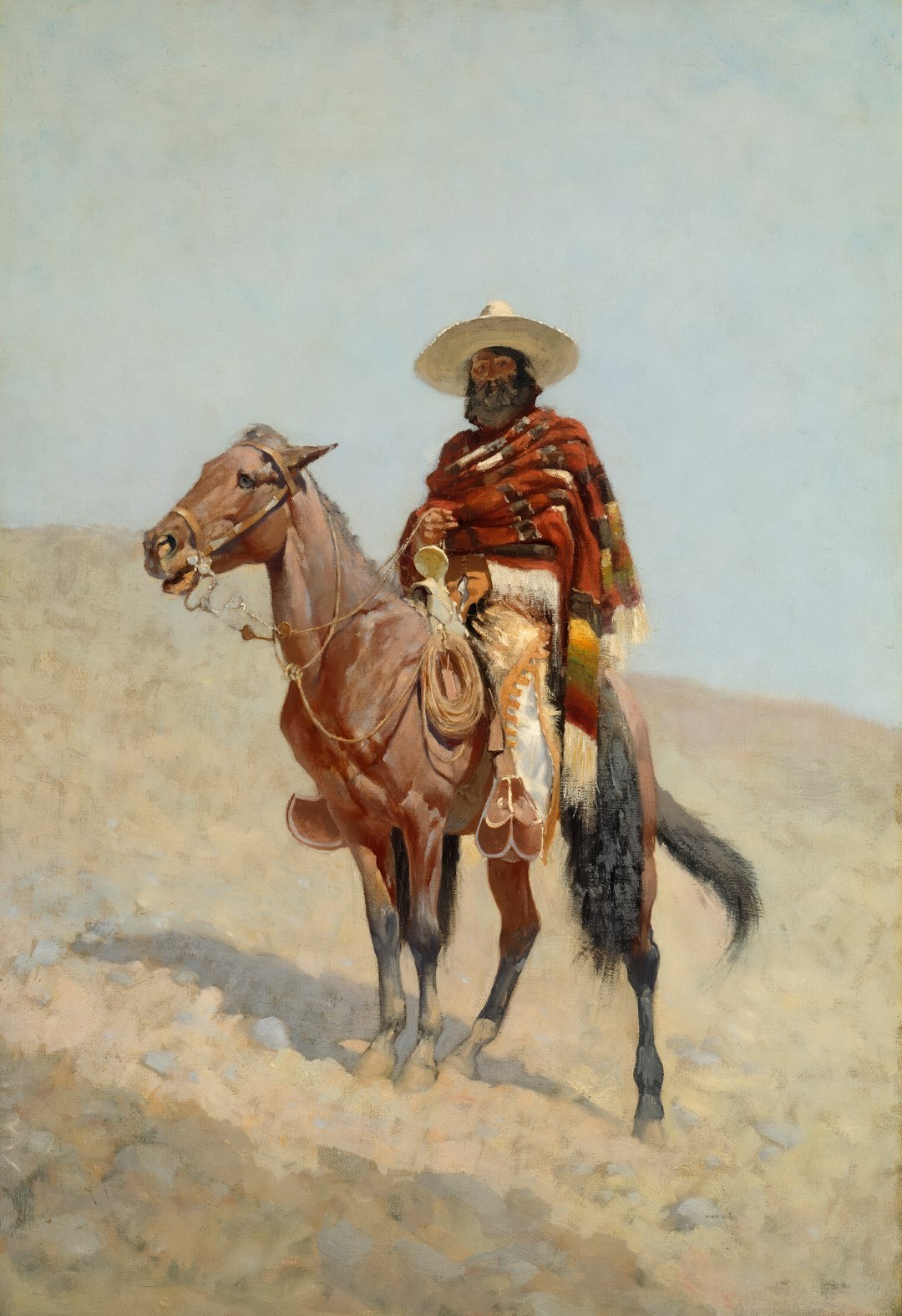 cowboy on horse in desert